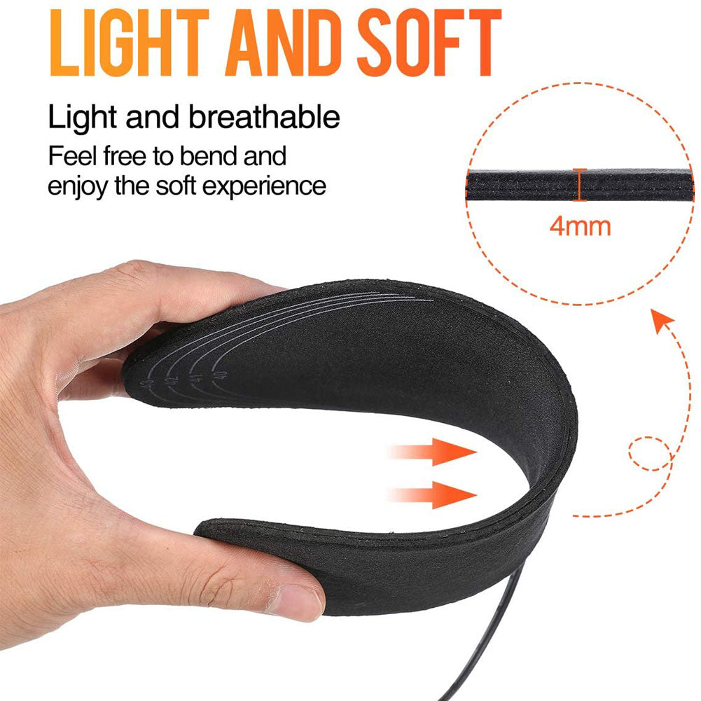 Hand bending a flexible 4 mm heated insole to show it is light and soft