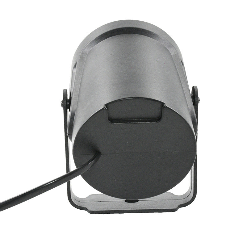 Back view of the snowflake projector showing the power cord